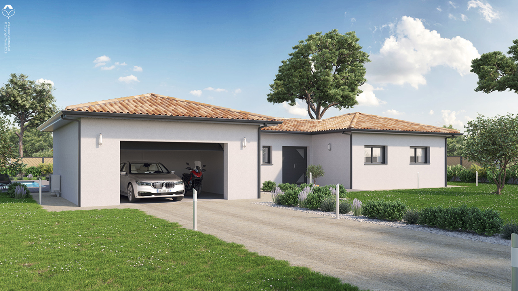 Modèle CAVIGNAC : Maison de plain-pied 3 chambres avec un garage ...